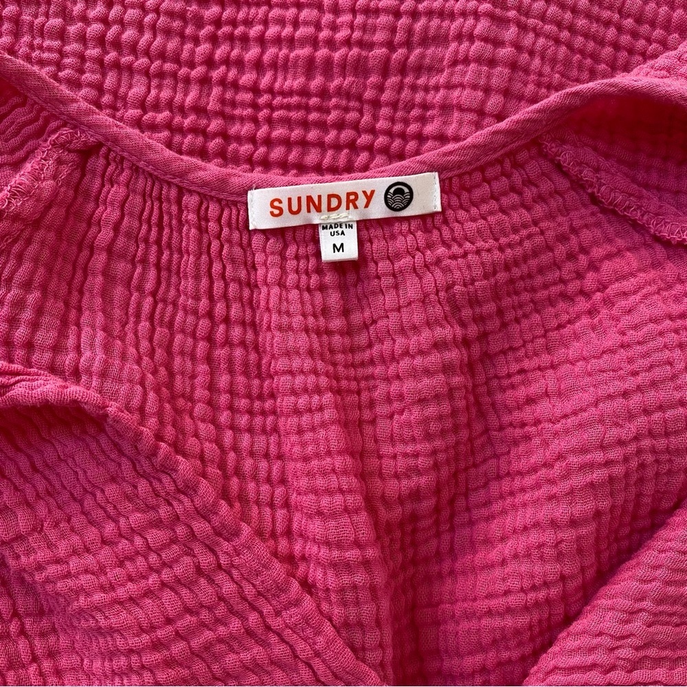 Sundry NWOT Handkerchief Hem Gauze Coverup Dress in Pink, Size M - Picture 3 of 8